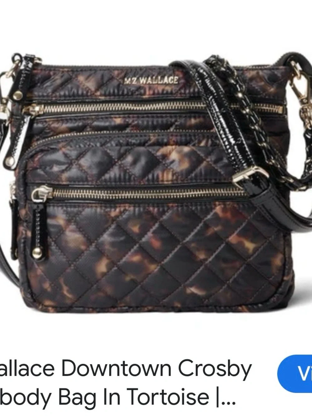 MZ Wallace Tortoise-Print Downtown Crosby Crossbody - Black/Brown - Picture 1 of 10